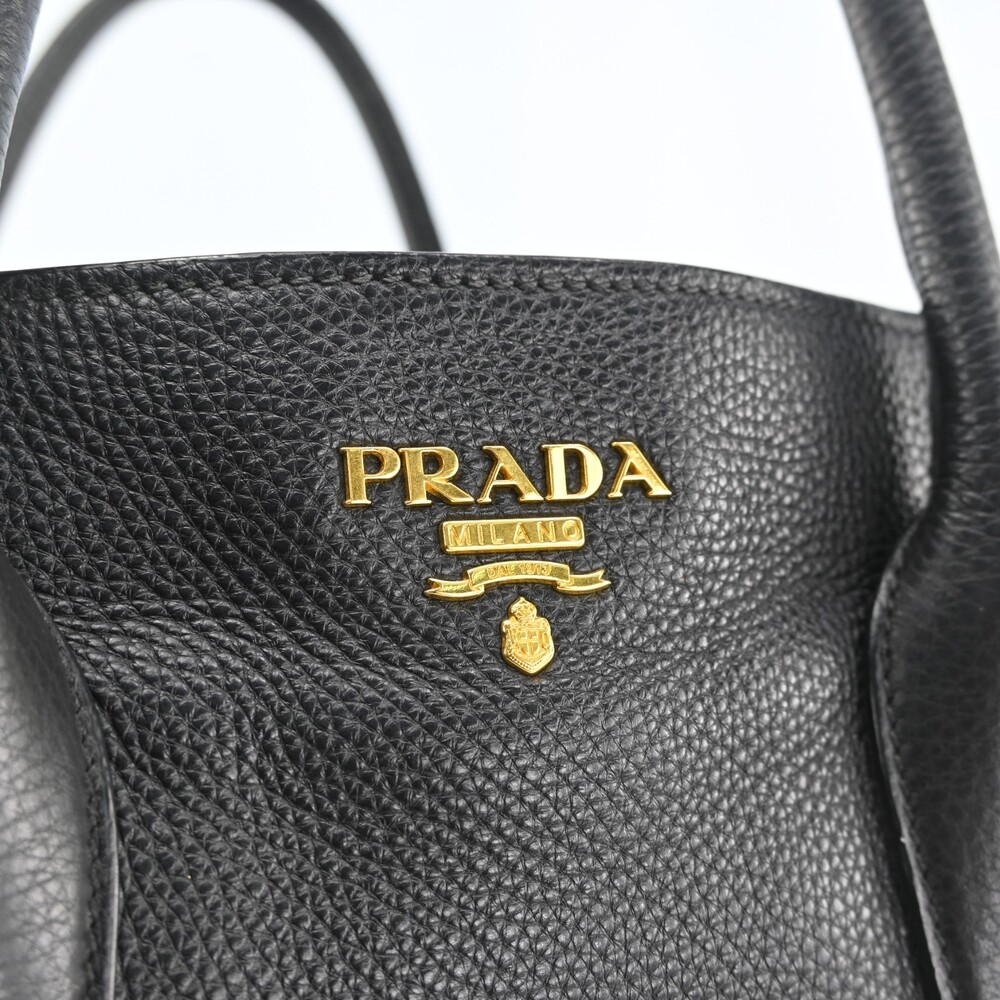 Auth Prada Logos Leather Hand Bag Black #259303P53B - Picture 5 of 15